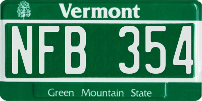 VT license plate NFB354