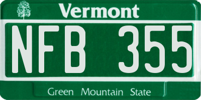 VT license plate NFB355