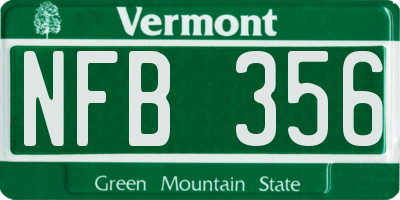 VT license plate NFB356