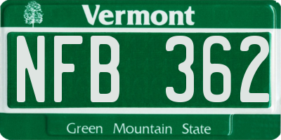 VT license plate NFB362