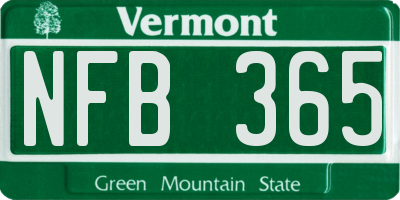 VT license plate NFB365