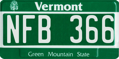 VT license plate NFB366