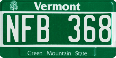 VT license plate NFB368