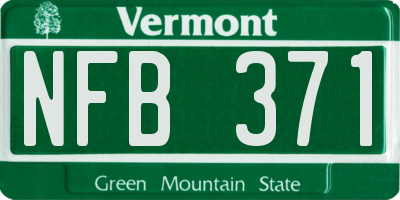 VT license plate NFB371