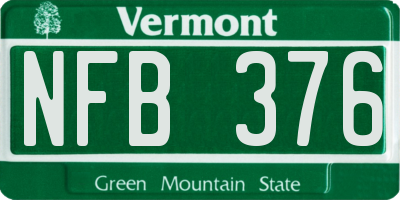 VT license plate NFB376