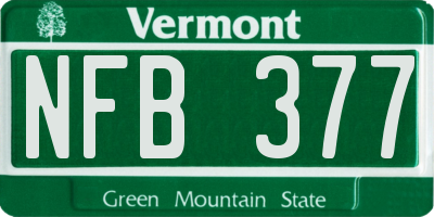 VT license plate NFB377
