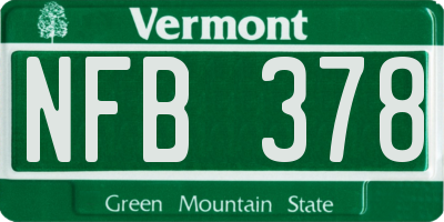 VT license plate NFB378