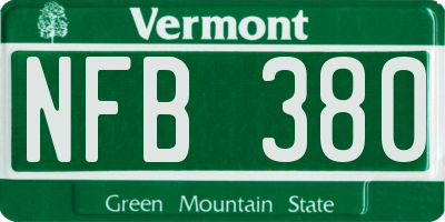 VT license plate NFB380