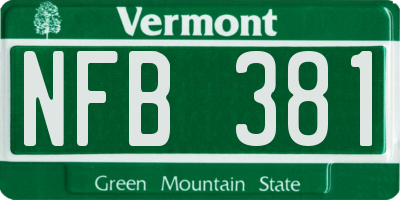 VT license plate NFB381