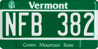 VT license plate NFB382