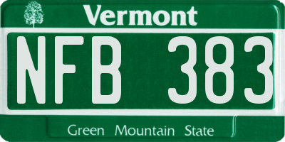 VT license plate NFB383