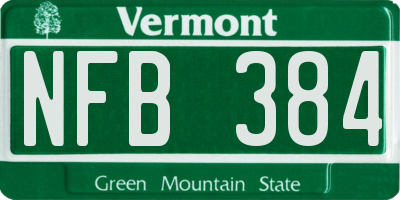 VT license plate NFB384