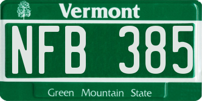 VT license plate NFB385