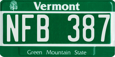 VT license plate NFB387