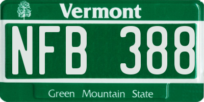 VT license plate NFB388