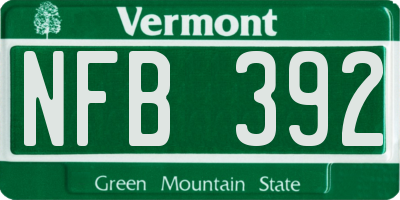 VT license plate NFB392
