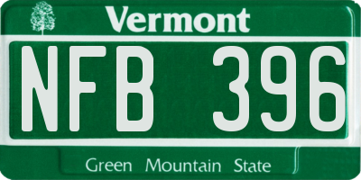 VT license plate NFB396