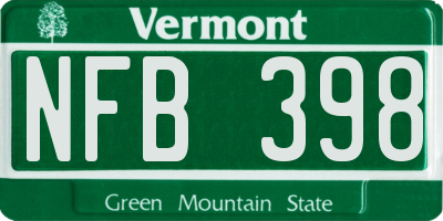VT license plate NFB398