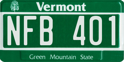 VT license plate NFB401