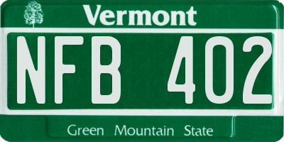 VT license plate NFB402