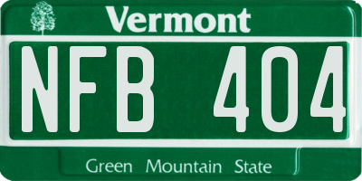VT license plate NFB404