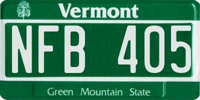 VT license plate NFB405
