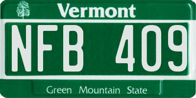 VT license plate NFB409