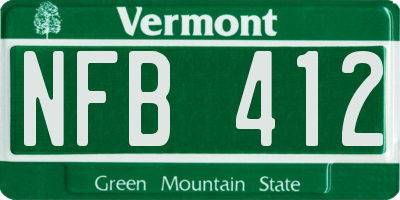 VT license plate NFB412