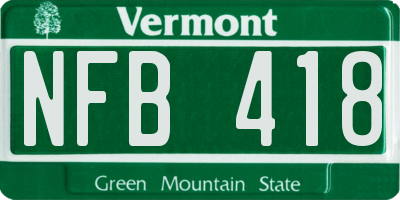 VT license plate NFB418