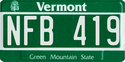 VT license plate NFB419