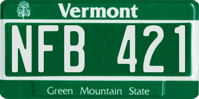 VT license plate NFB421