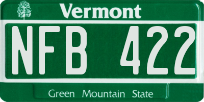 VT license plate NFB422