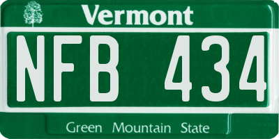 VT license plate NFB434