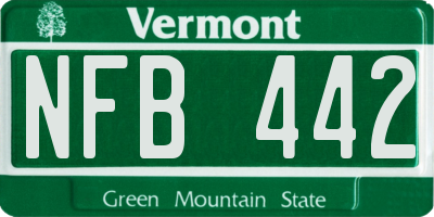 VT license plate NFB442