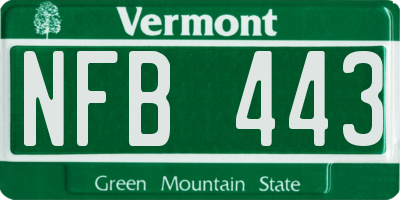 VT license plate NFB443