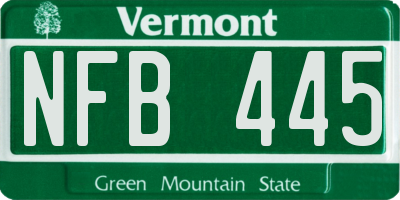 VT license plate NFB445