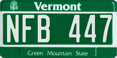 VT license plate NFB447