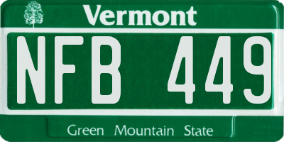 VT license plate NFB449
