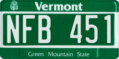 VT license plate NFB451