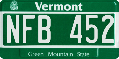 VT license plate NFB452