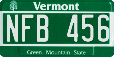 VT license plate NFB456