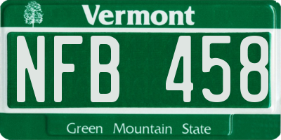 VT license plate NFB458