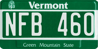 VT license plate NFB460