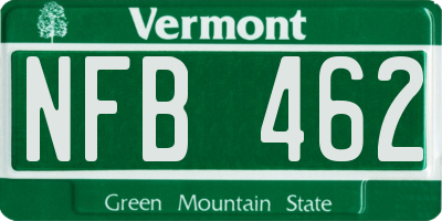 VT license plate NFB462