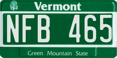 VT license plate NFB465
