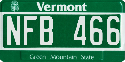 VT license plate NFB466