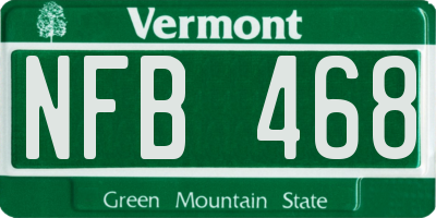 VT license plate NFB468