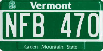 VT license plate NFB470