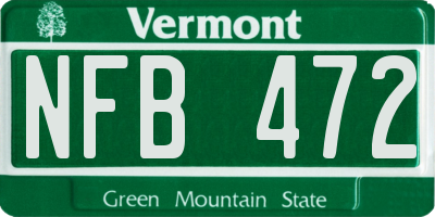 VT license plate NFB472