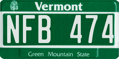 VT license plate NFB474